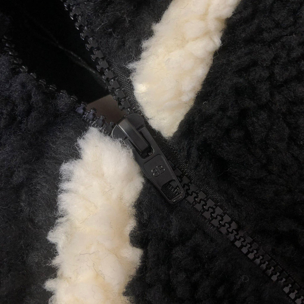 Balenciaga Men's 25FW LOOP SPORTS ICON Lambswool Zipper Jacket INFORMATION Diagonal Pockets Double-ended Zipper Closure Loop Artwork Inlay #332256