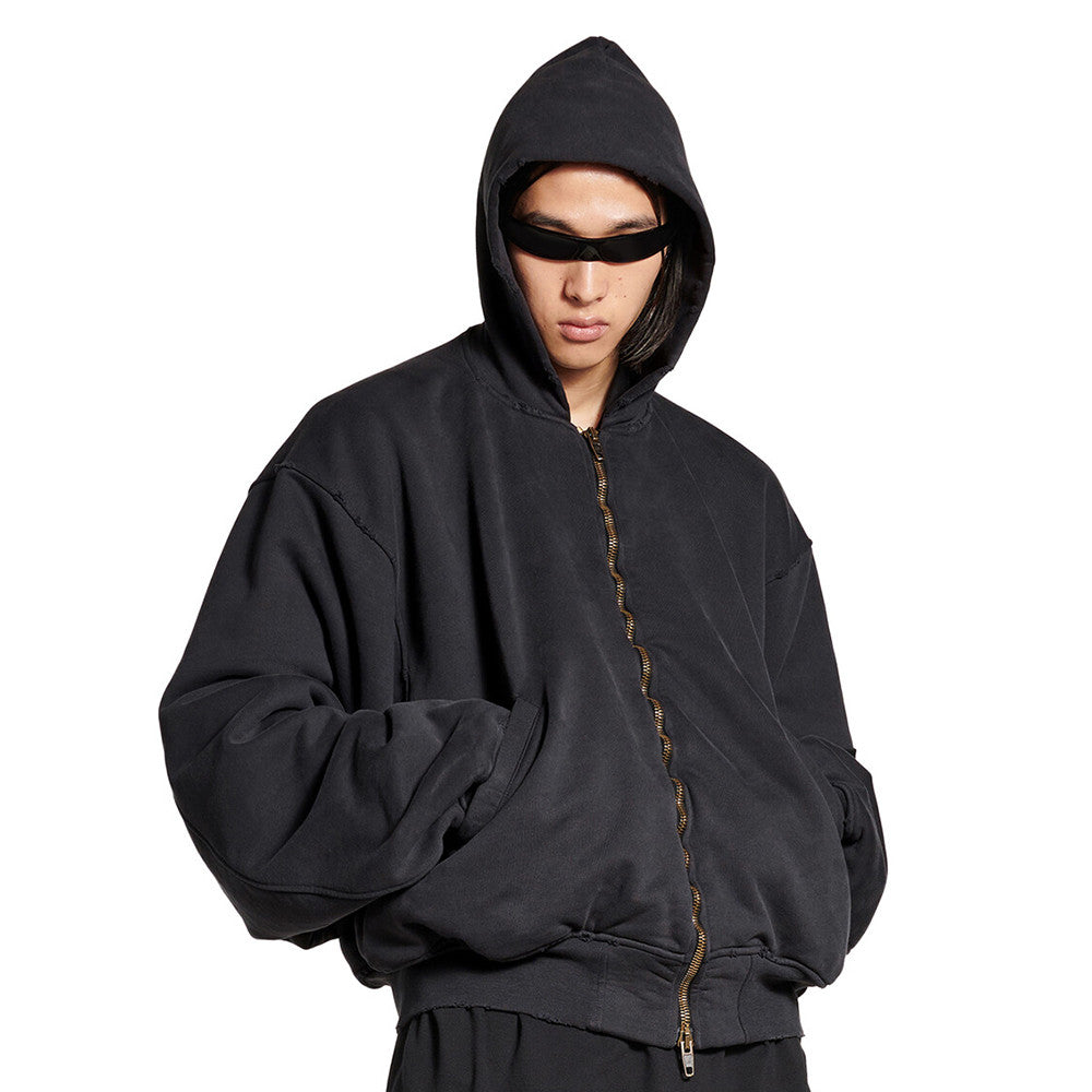 Balenciaga 25FW Men's  Hooded Bomber in Black Faded #333425