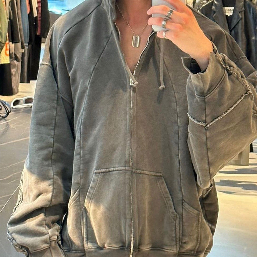 Vetements Men's Logo Embroidery Fall And Winter Cotton Long Sleeve Loose Zipper Hooded Coat Ngvp #6927