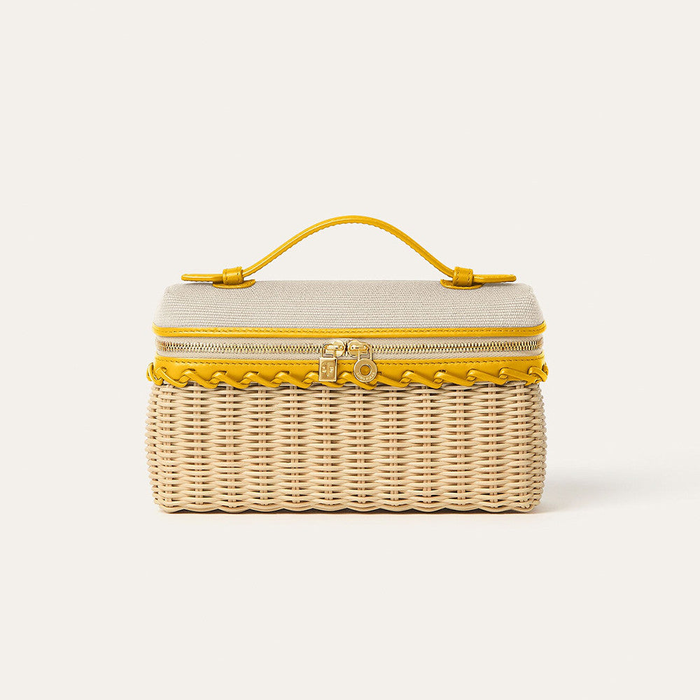 Loro Piana Extra Pocket L19 East-west Wicker Cotton Linen Rattan Multicolor Pattern Spring Summer Collection Top Handle  Bag Bags FAQ9101 #84358A