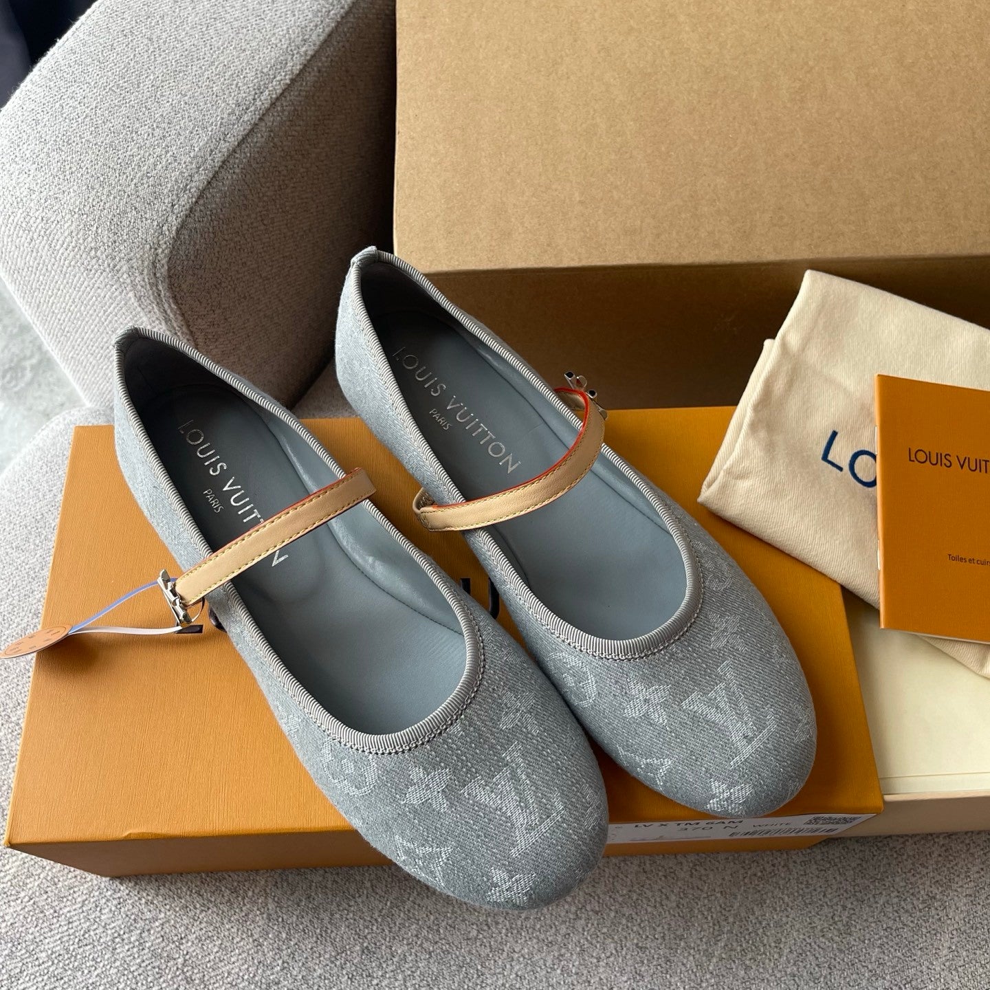 Louis Vuitton x TM ROMY Women's Spring/fall Fashion Classic Round Toe Slip On Logo Print Flat Mary Jane Ballet Flats  Shoes #79212