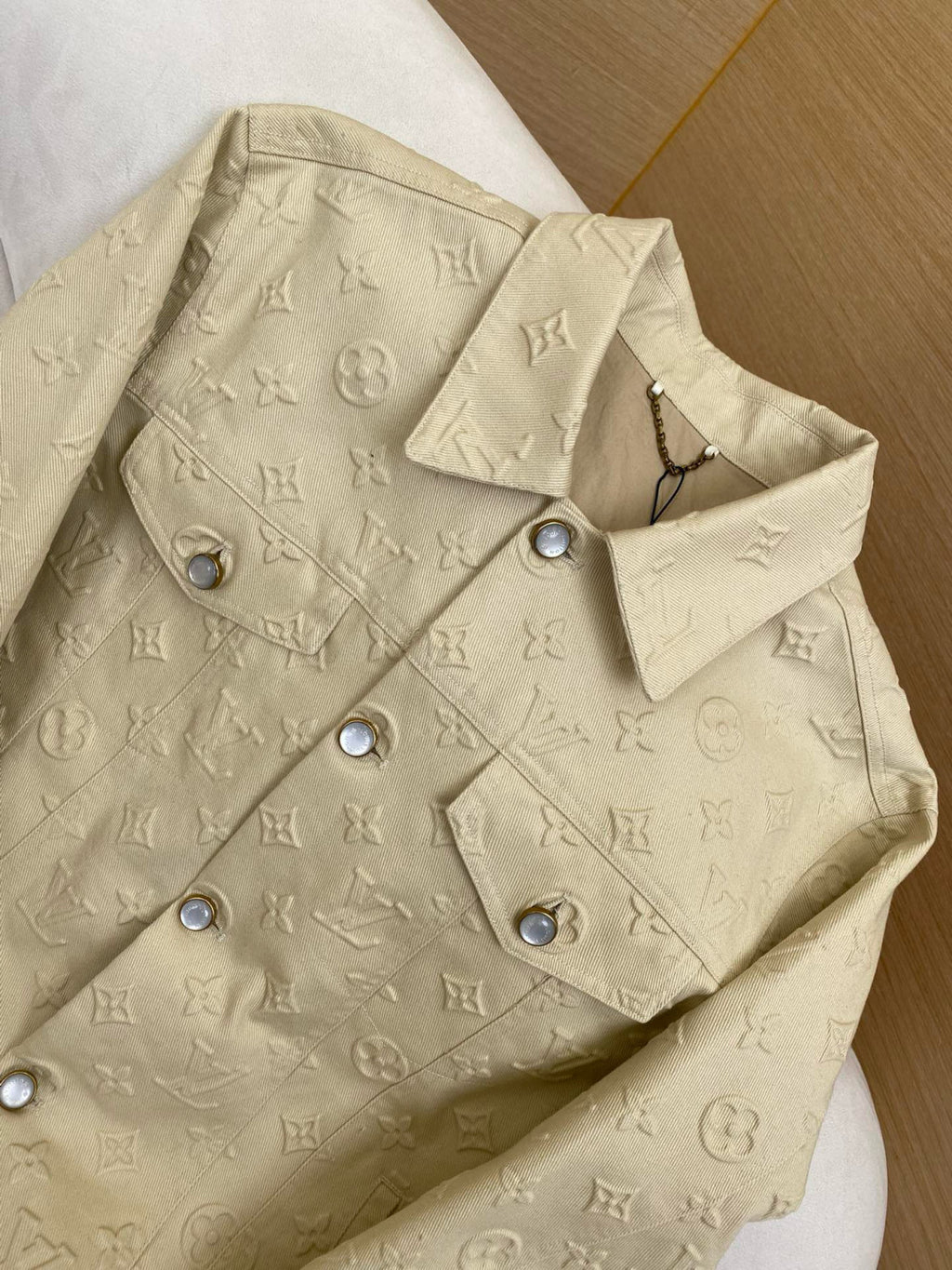 Louis Vuitton Men's Summer Solid Color Embossed Letters Printed Single Breasted Long Sleeved Denim Jacket Casual Jeans Pants Suit Set #75948