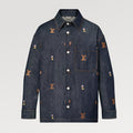 Louis Vuitton Men's Spring & Autumn Monogrammed Embroidered Single Breasted Lapel Loose Denim Jacket Style Shirt #98713