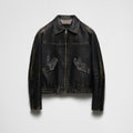 Prada Men's Women's Autumn And Winter Retro High Street Biker Wind Leather Jacket Lapel Zipper Jacket Coat  Ngvp #8946