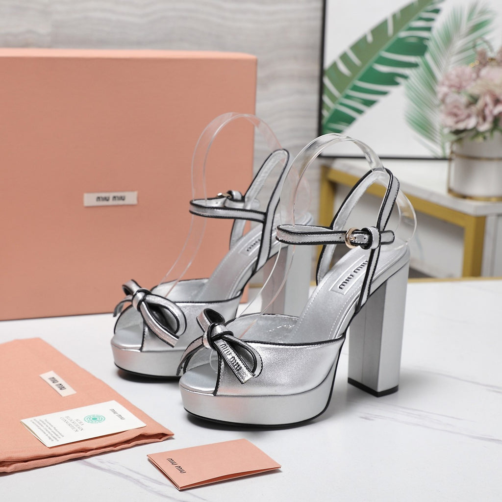MiuMiu Mordoré nappa leather platform sandals 12cm #380320