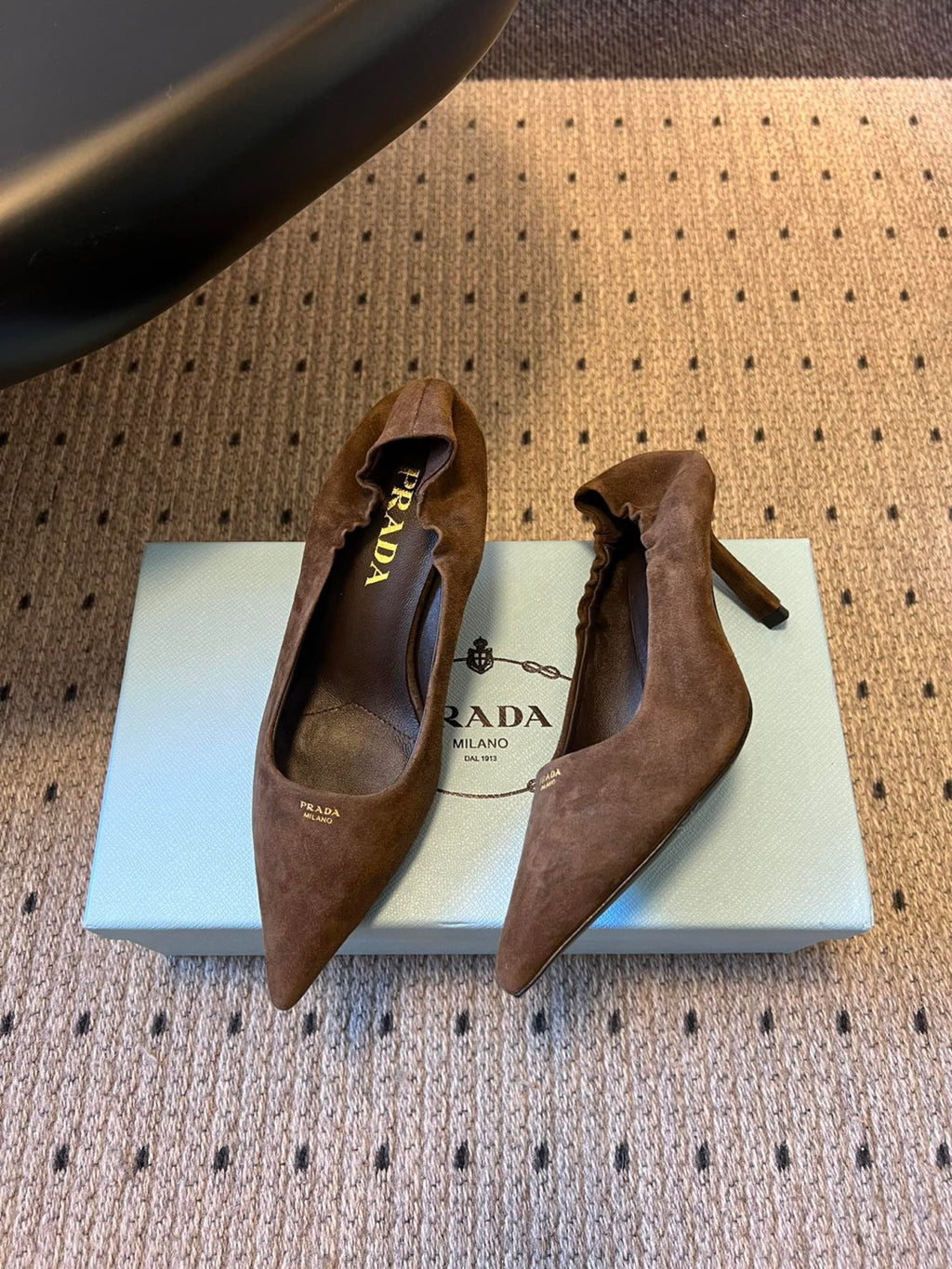 PRADA Cocoa Brown Suede Pumps #334368