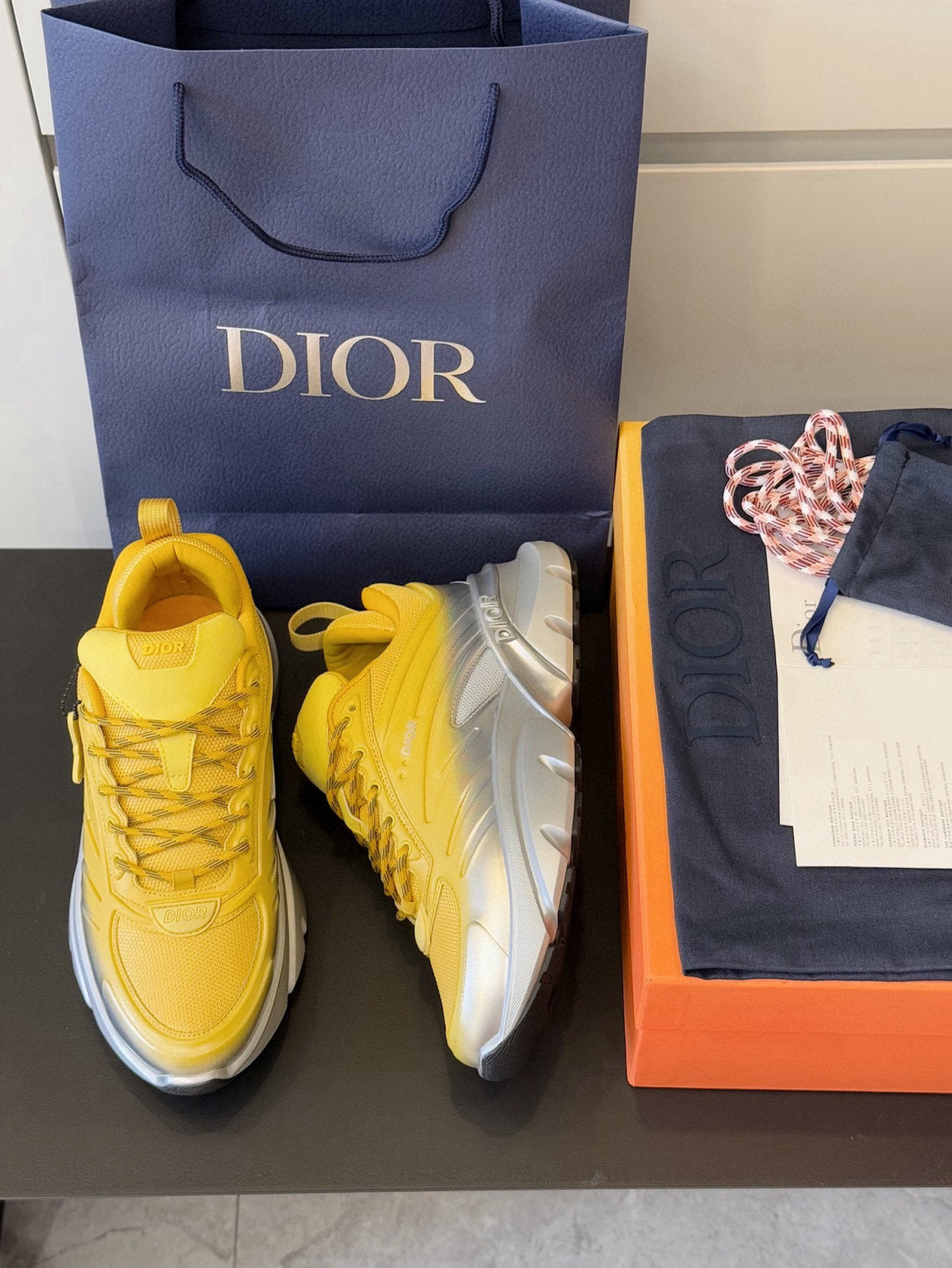 DIOR AND LEWIS HAMILTON B44 Blade Men's Spring/fall Fashion Casual Round Toe Lace Up Gradient Mesh Fabric Sneakers Limited Edition Numbered Pair Shoes #78547