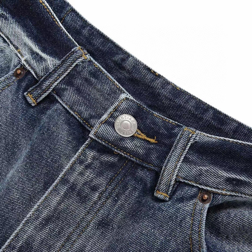 Balenciaga Men's Autumn Blue Loose Stripe Jeans Pants #97396