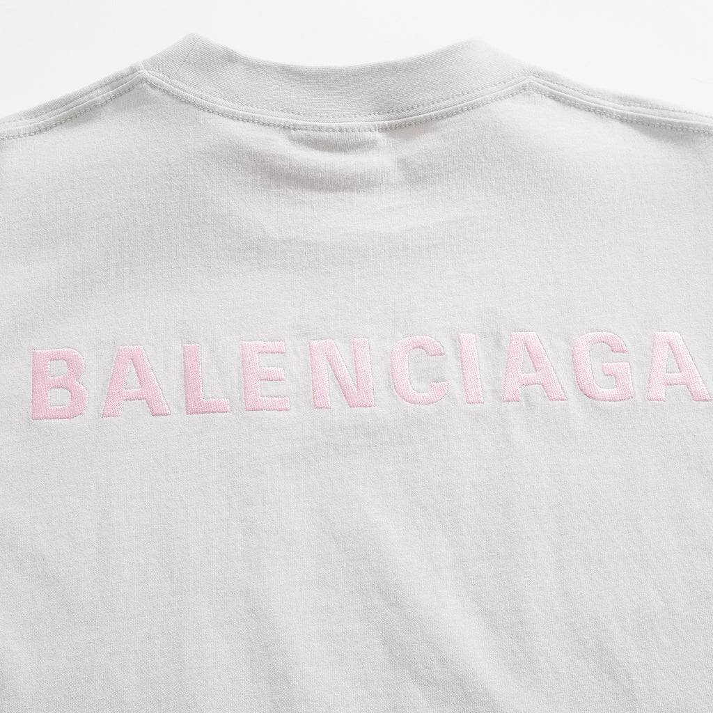 Balenciaga Men's Balenciaga Back T-shirt Medium Fit in Dirty White Baby-pink #377015