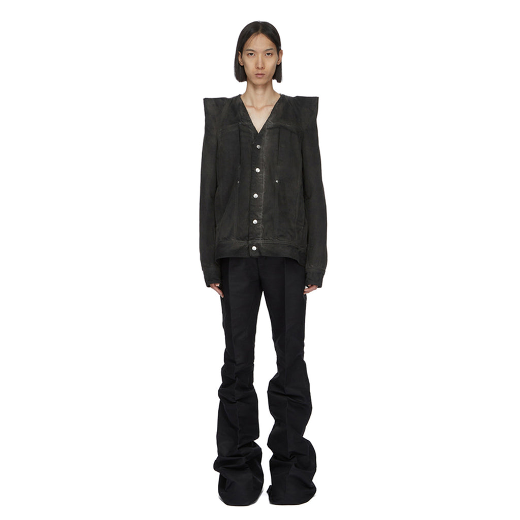 Rick Owens Men's Black Cotton Flared Trousers Spring And Autumn High Waist Trousers Loose Casual Fashion High Street Thin Trousers Pants Ngvp #9829