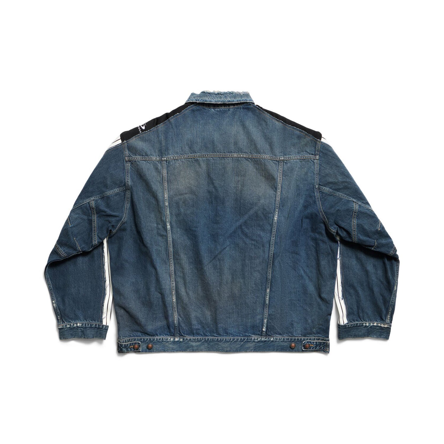 Balenciaga CUT-UP Men's Spring/autumn Fashion Casual Striped Single Breasted Pocket Striped Long Sleeved Collared Loose Fitting Denim Jacket #78365