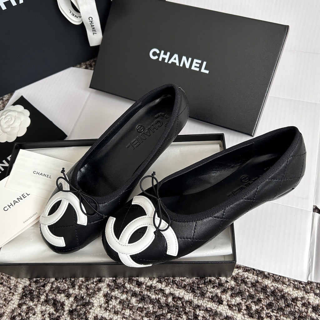 Chanel Lambskin Cambon Quilted Ballerina Flats #310355