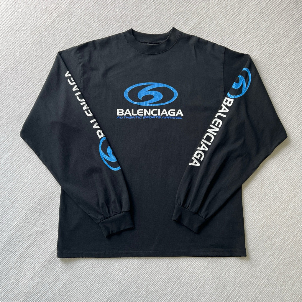 Balenciaga Men's and Women's Spring and Autumn Letter Printed Round Neck Cotton Raglan Sweatshirt Pullover #97891