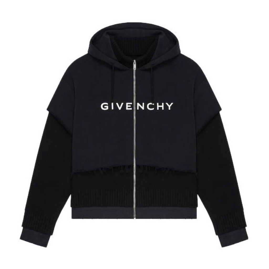Givenchy Men's Patchwork Fake Two Piece Straight Long Sleeve Hooded Sweatshirt Zipper Jacket #97324