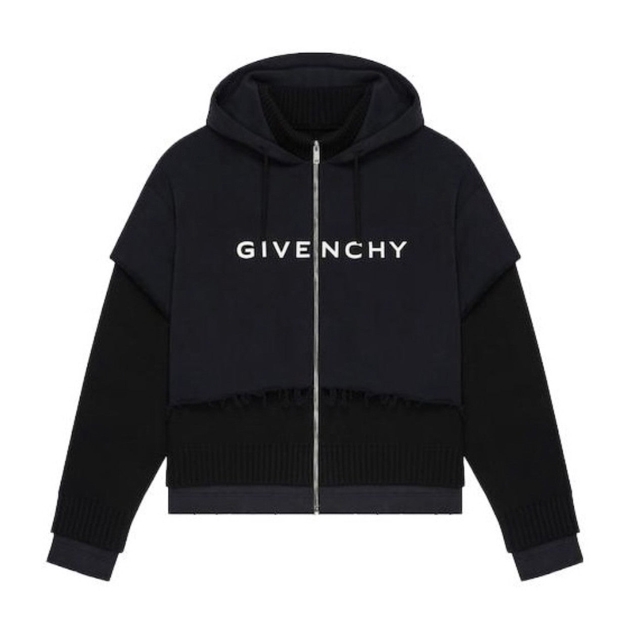 Givenchy Men's Patchwork Fake Two Piece Straight Long Sleeve Hooded Sweatshirt Zipper Jacket #97324