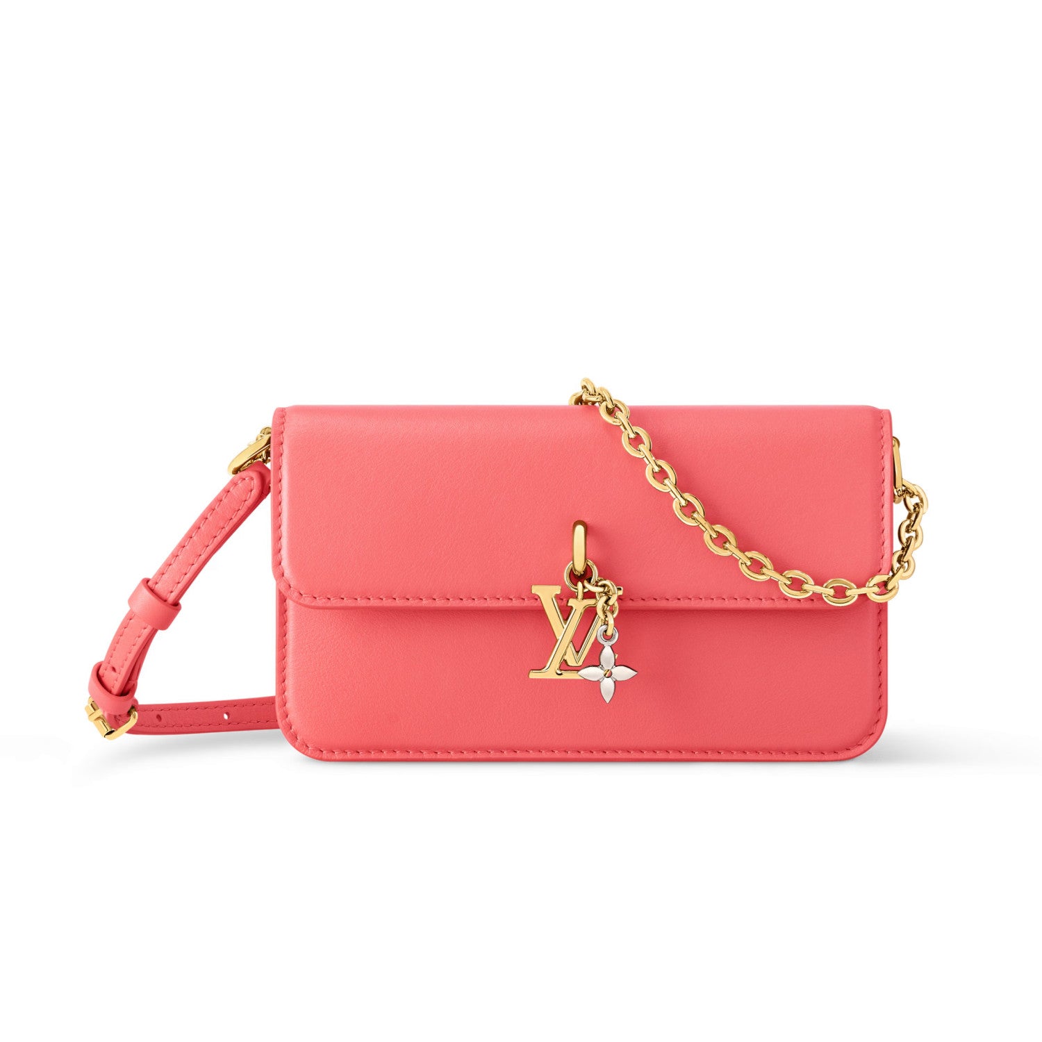 Louis Vuitton WALLET ON CHAIN LV BLOOM Women's Solid Color Metal Chain Shoulder Strap Cowhide Leather Handbag Single Shoulder Crossbody Bag Bags #77333