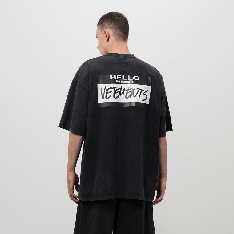 Vetements Men's Summer Black Round Neck Cotton Comfortable Loose Logo Printed Short Sleeve T-Shirt #73713