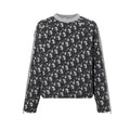 Dior Men's Autumn/Winter Oblique Print Round Neck Long Sleeve Sweater Solid Color Cotton Blend Jacquard Knit Sweater #81476