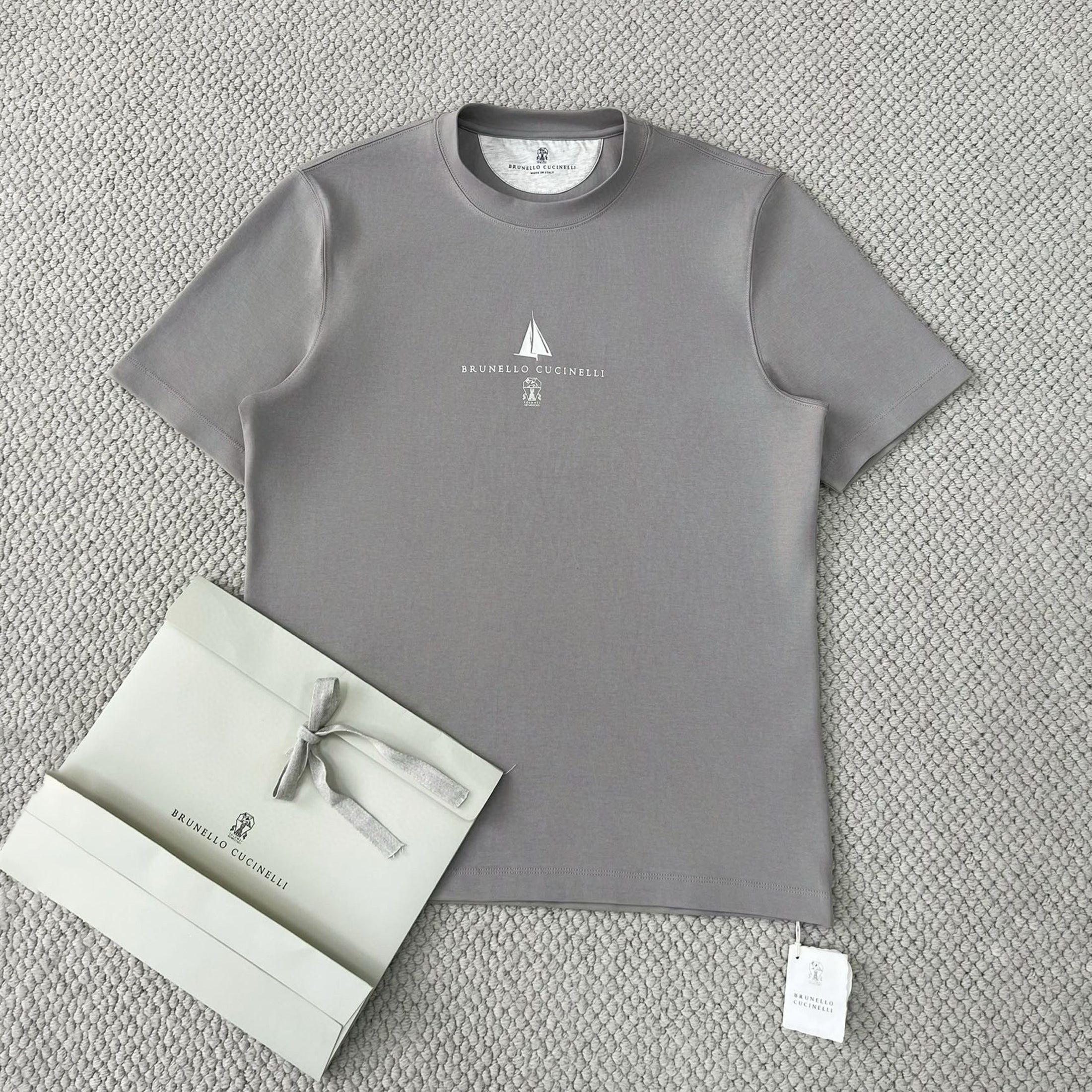 Brunello Cucinelli Men's Printed Letter Label Cotton Sweatshirt Solid Colour Fashion Comfortable Casual Round Neck T-shirt Ngvp #77278