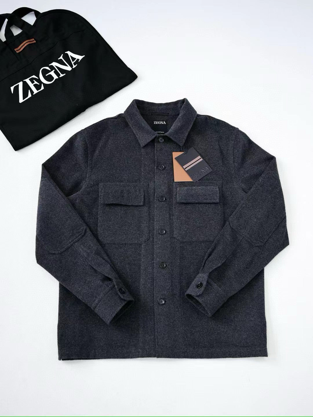 Ermenegildo Zegna Oasi Cashmere Alba Shirt Jacket Men's Luxury Solid Color Temperament Wool Shirt Fashion Casual Lapel Single Breasted Shirt Jacket Ngvp #2493