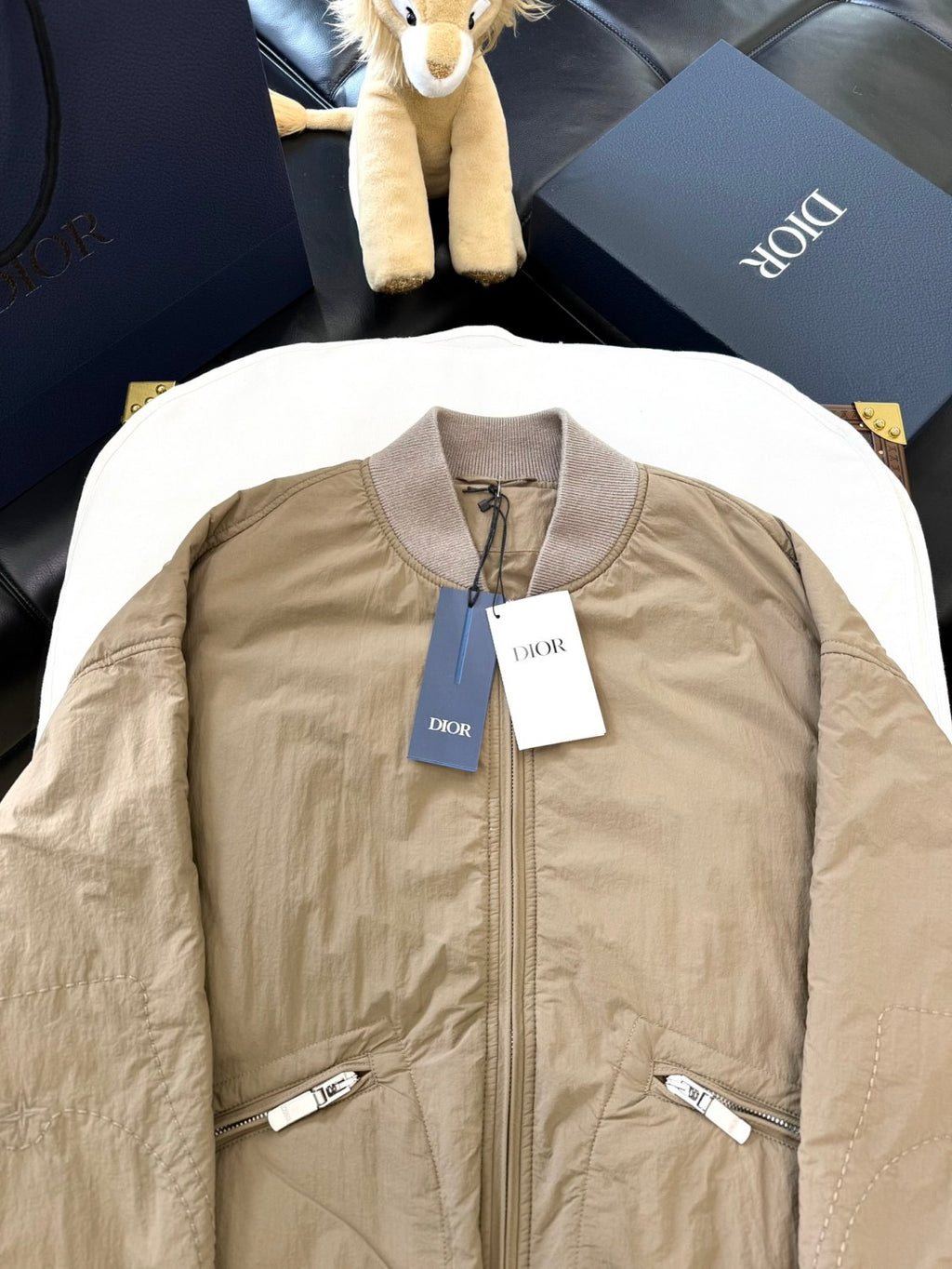 Dior X Stone Island Men's Spring Autumn Solid Color Letter Logo Pilot Zipper Long Sleeve Jacket Bomber Jacket #74685