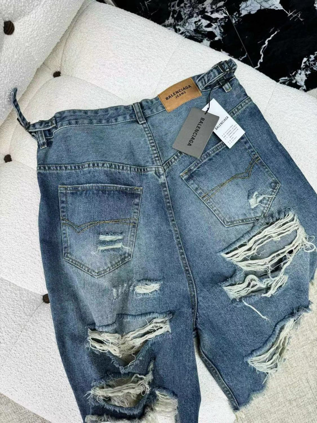 Balenciaga Men's Women's Summer Solid Color Destruction Doing Old Loose Casual Shorts Ngvp #8282