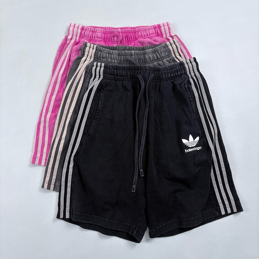 Balenciaga X Adidas Men's and Women's Summer Solid Color Stretch Waist Tie Cotton Shorts #77323