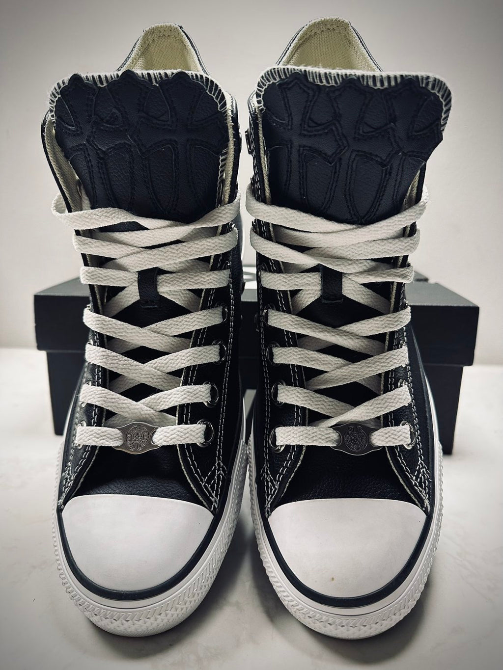 Chrome Hearts Men's And Women's Spring/Summer Fashion Casual Round Toe Lace Up High Top Leather Shoes #78265