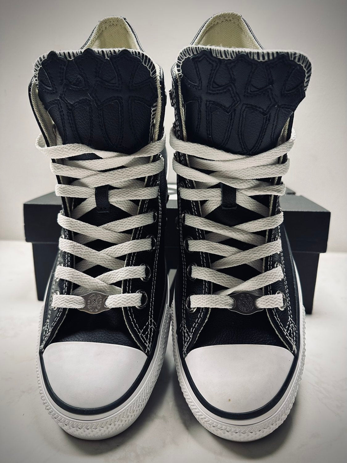 Chrome Hearts Men's And Women's Spring/Summer Fashion Casual Round Toe Lace Up High Top Leather Shoes #78265