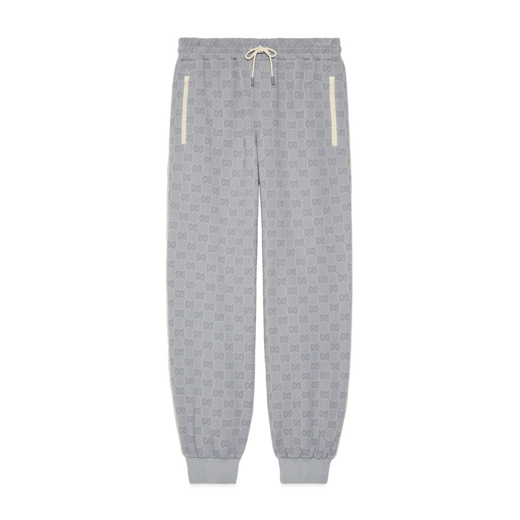 Gucci Men's Spring and Autumn Gray Letter Logo Full Print Zipper Long Sleeve Jacket Drawstring Tie Sweatpants Pants Suit Set #72978