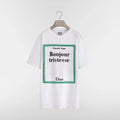 Dior T-Shirt with Book Cover Embroidery Relaxed Fit White and Green Cotton Jersey #337069