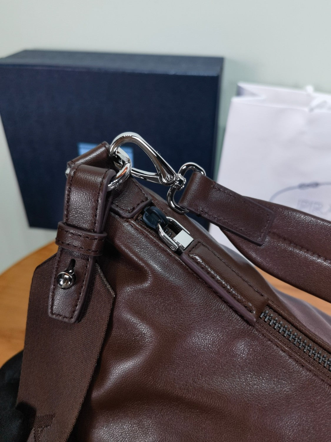 Prada Brown Leather Explore Shoulder Bag #379558