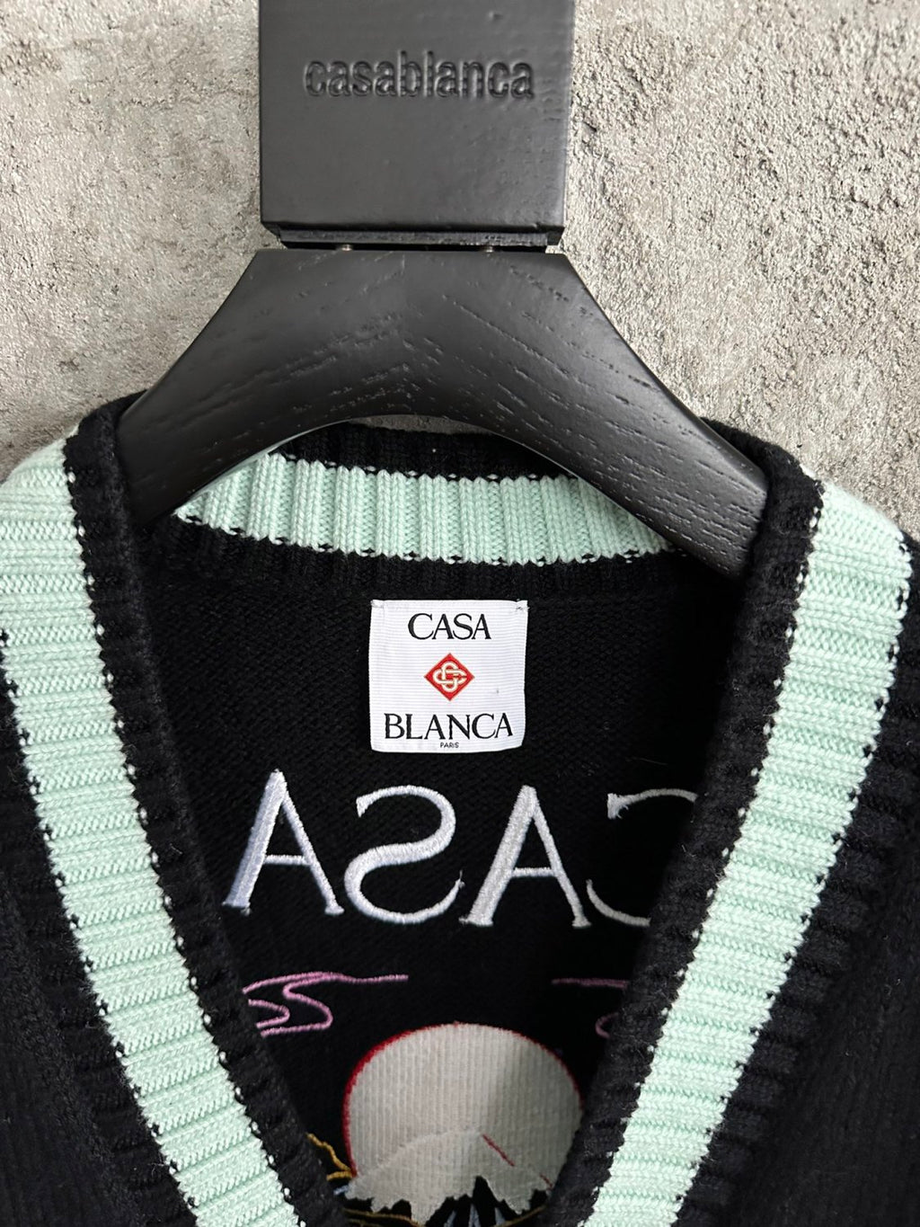 Casablanca Casa Mountain Temple Cardigan Men's And Women's Spring/autumn Fashion Casual Embroidered Badge V Neck Single Breasted Knitted Cardigan #78324