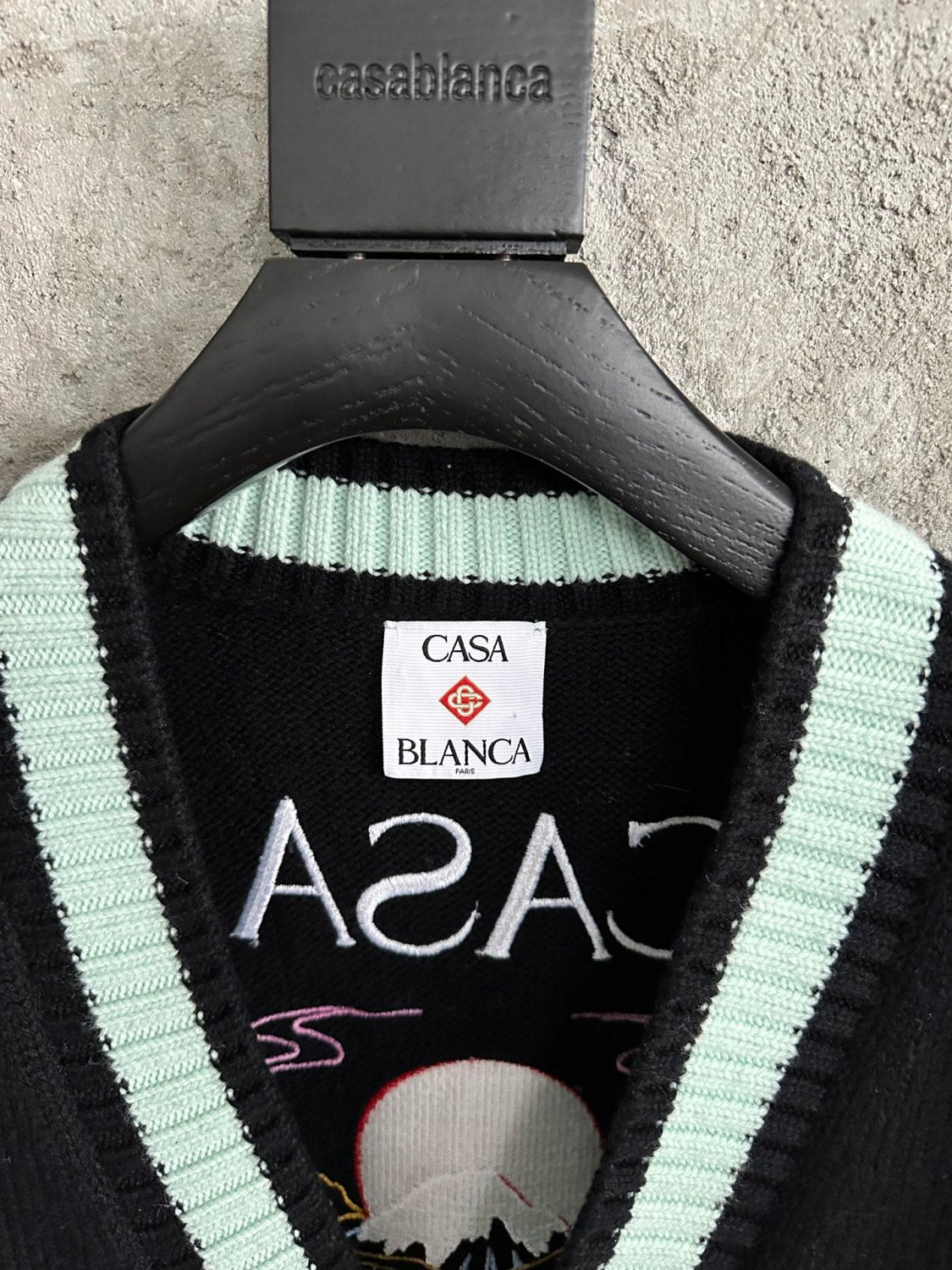 Casablanca Casa Mountain Temple Cardigan Men's And Women's Spring/autumn Fashion Casual Embroidered Badge V Neck Single Breasted Knitted Cardigan #78324