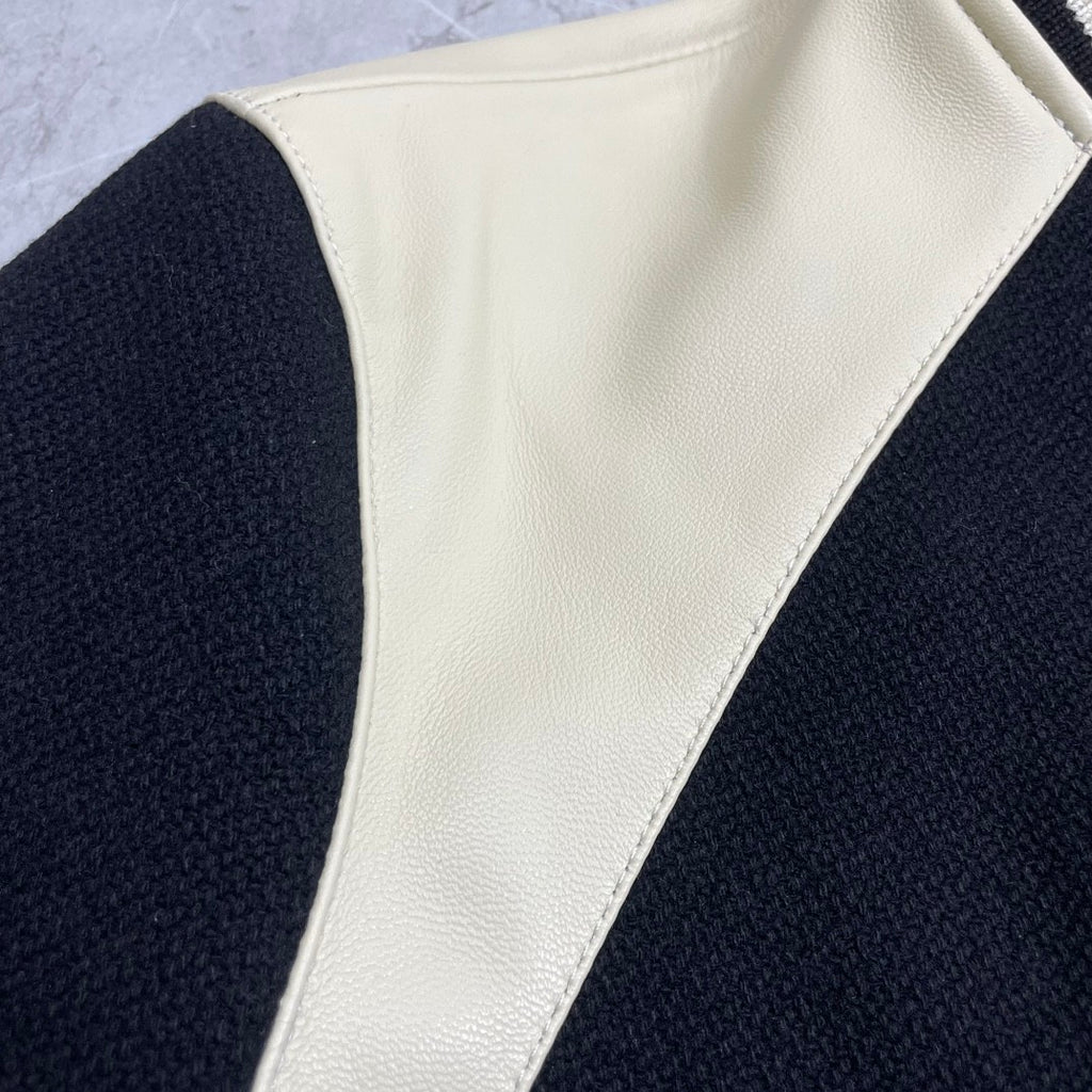 Celine Men's Spring & Autumn Colorblocking Single Breasted Textured Wool Baseball Coat Long Sleeve Jacket Ngvp #1251