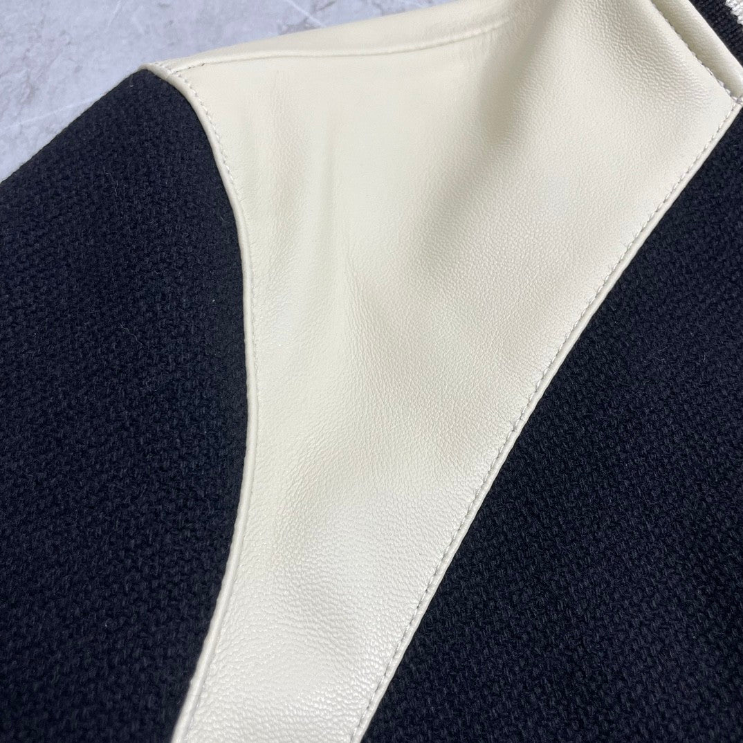 Celine Men's Spring & Autumn Colorblocking Single Breasted Textured Wool Baseball Coat Long Sleeve Jacket Ngvp #1251
