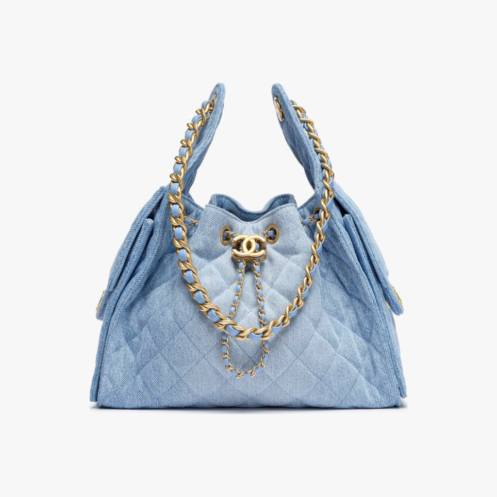 Chanel Women's Classic Double C Logo Solid Color Cowhide & Leather Tote Shoulder Bag Bags #77572