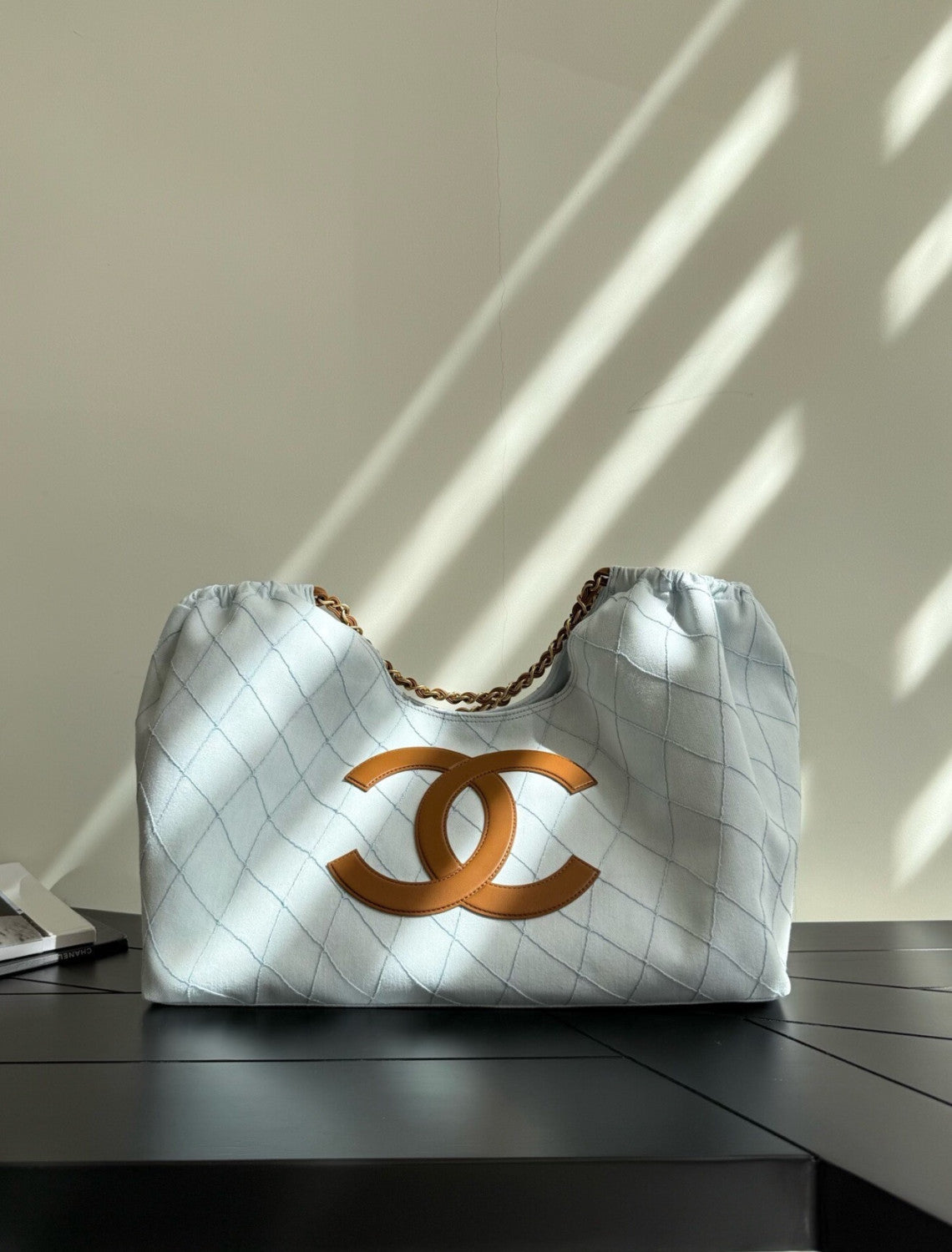 Chanel 26M Coco Beach Tote Bag In Blue Lightweight Yet Spacious With A Chain Strap That Can Be Worn Over The Shoulder Or Carried By Hand Bags Lady #197129