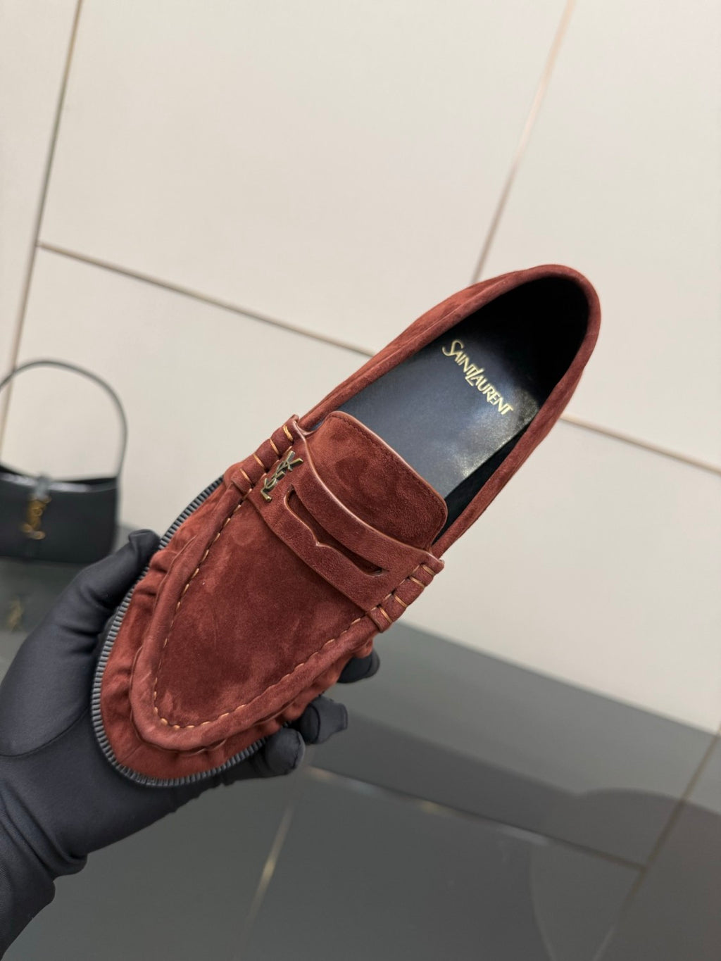 Saint Laurent Women's Autumn/Winter Fashion Casual Sheepskin Suede Round Toe Slip On Flat Loafers Casual Shoes #78376