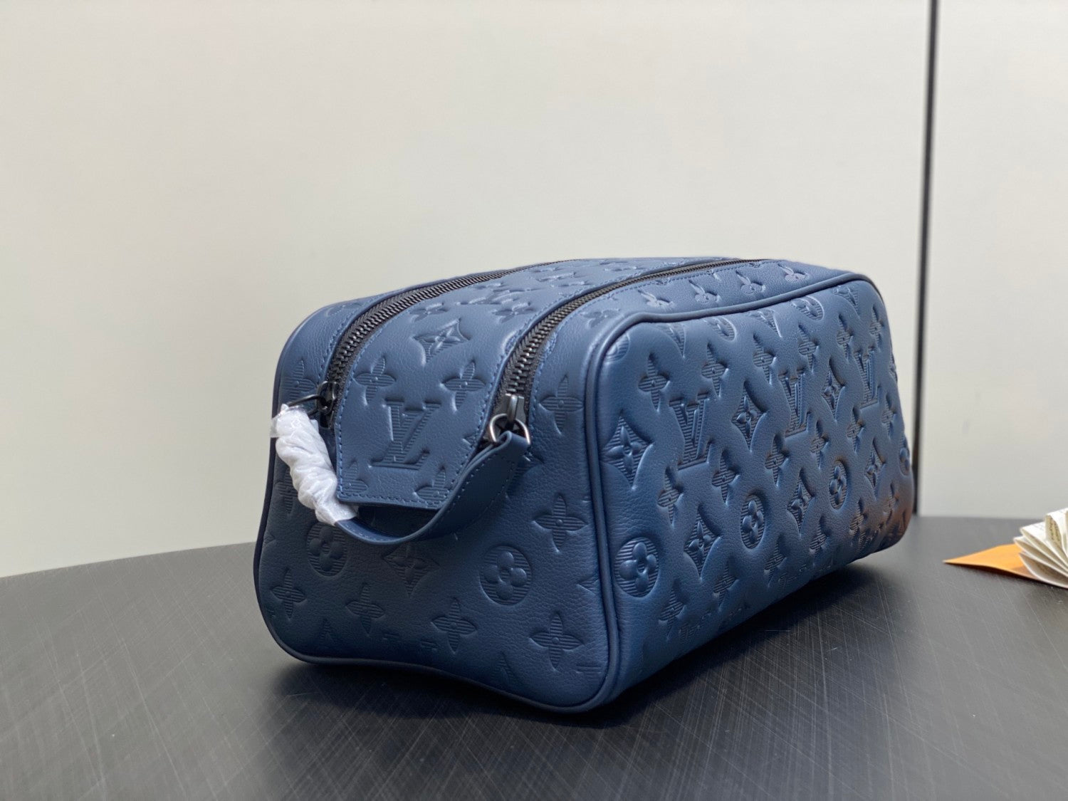 Louis Vuitton DOPP KIT Toiletry Bag Women's  Men's Fashion Trend Handbag Luxury Monogram Shadow Embossed Double Zip Wash Bags M14485 Grey M14885 Light Blue M14843 Dark Blue #81236