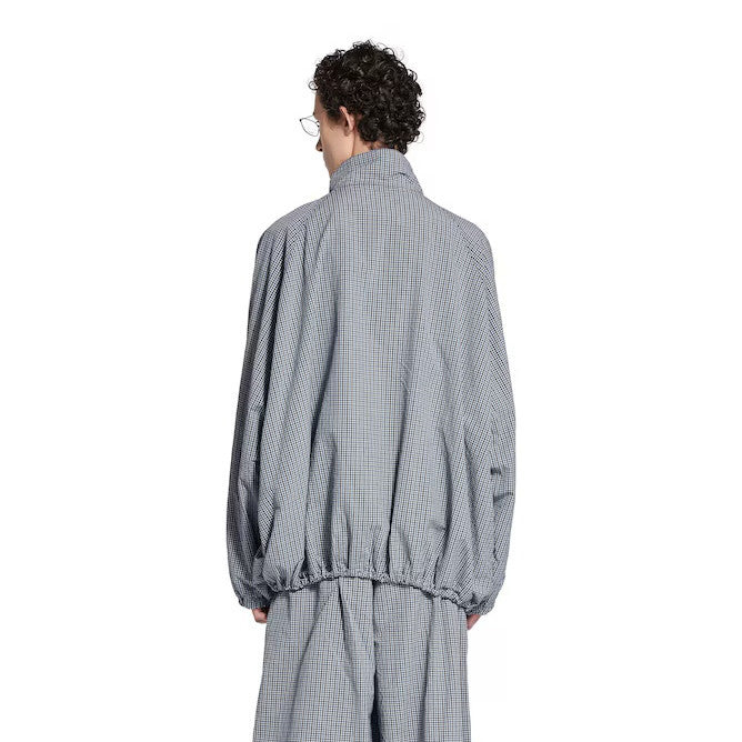 Balenciaga Men's And Women's Fall/Winter Fashion Casual Oversized Drop Shoulder Logo Embroidered Fine Checkered Trench Coat Jacket #78749