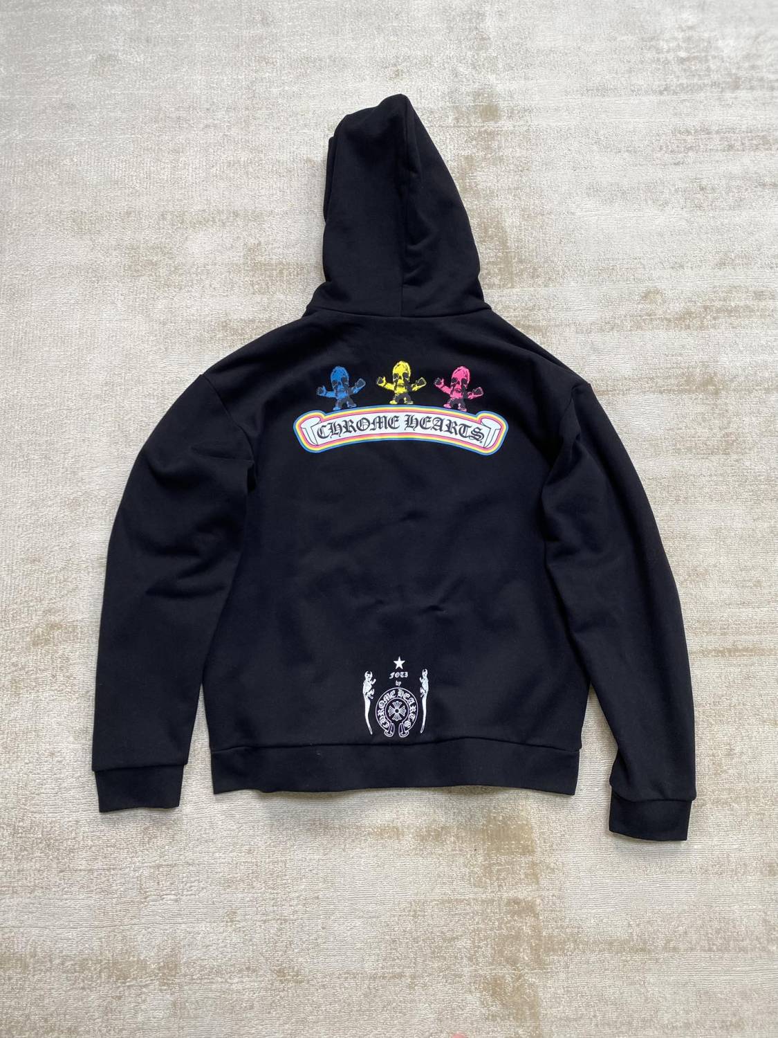 Chrome Hearts Men's Spring and Fall Black Logo Printed Zipper Long Sleeve Hooded Jacket #72488