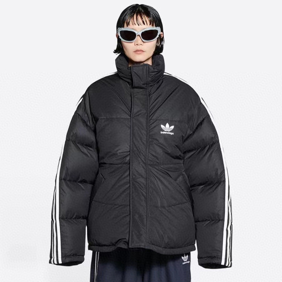 Balenciaga Men's Winter Black Logo Print Stand Collar Puffer Down Jacket #97372