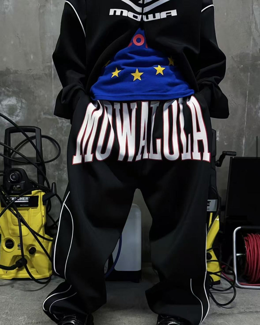 Mowalola Men's Spring And Autumn Black Short Wide Patchwork Sweatshirt Hoodie 0pium Style Playboicarti High Street Trend Fashion Hooded Sweatshirt Ngvp #1893