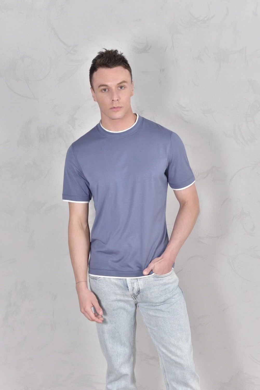Brunello Cucinelli Men's Spring And Summer Fashion Trend Color Blocking Classic Short-sleeved Comfortable Positive Shoulder Round Neck T-shirt Tops #99379