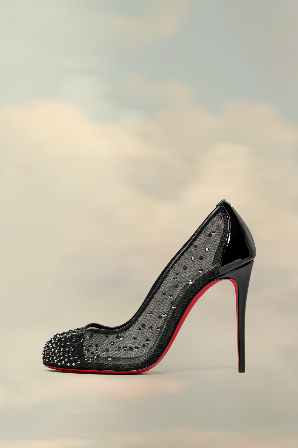 Christian Louboutin X Maison Margiela Women's Bridiela Una Strass High Heels Spring Summer Autumn Round Toe Calfskin Pure Color Split Toe Fine Heel 10cm High Heeled Single Shoes Ngvp #1546