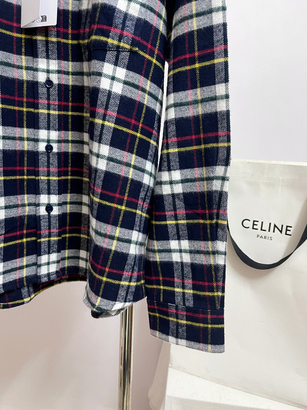 Celine Relaxed Shirt in Brushed Checked Wool #335061