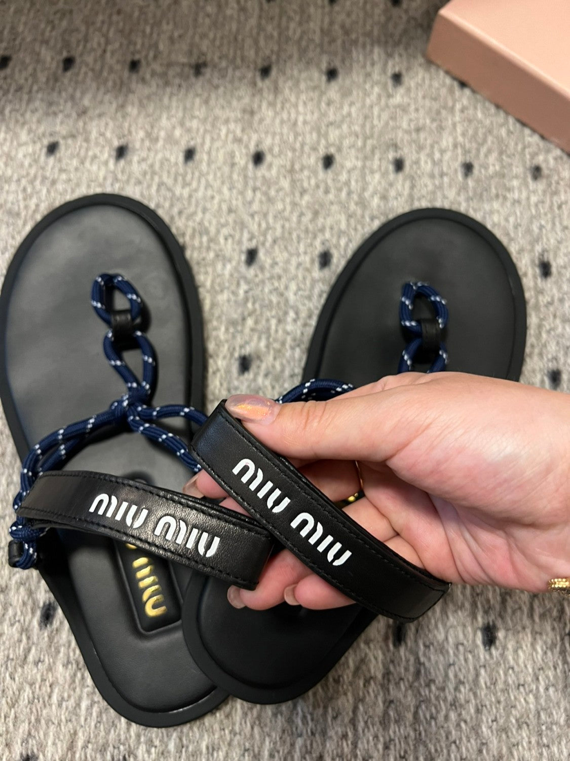 MiuMiu Women's Summer Fashion Casual Toe-exposed Strappy Leather Sandals Shoes #78431