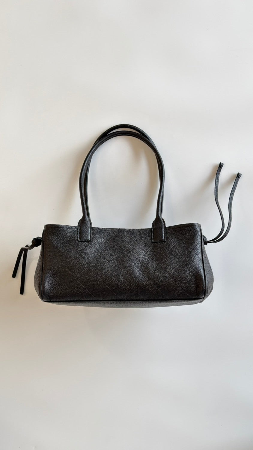 Chanel Small Shopping Bag Grained Calfskin Gold-tone Metal Black #377657