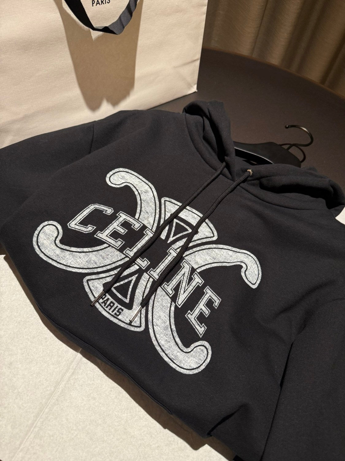 Celine Men's And Women's Spring/Fall Fashion Casual Solid Color Letter Print Hooded Pullover Oversized Long Sleeve Sweatshirt #78632